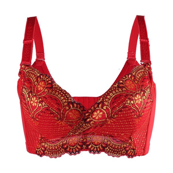 Women Sexy Floral Lace Front Scalloped Cup No Side Effect Wireless Bra. Opens flyout.