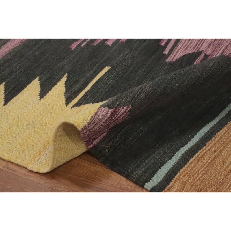 Hand Woven Oriental 100% Wool Carpet Southwestern Tribal Purples Kilim Area Rug - 11' 11'' X 8' 7''