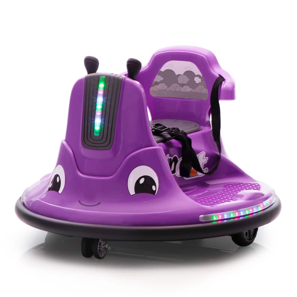 12V Snail-Shaped Kids Electric Bumper Car with Remote Control, Ride On Car with LED Lights,360 Degree Rotate, Toddler Race Toys