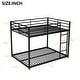 preview thumbnail 10 of 8, Black Full over Full Size Metal Low Bunk Bed with Ladder & Fence