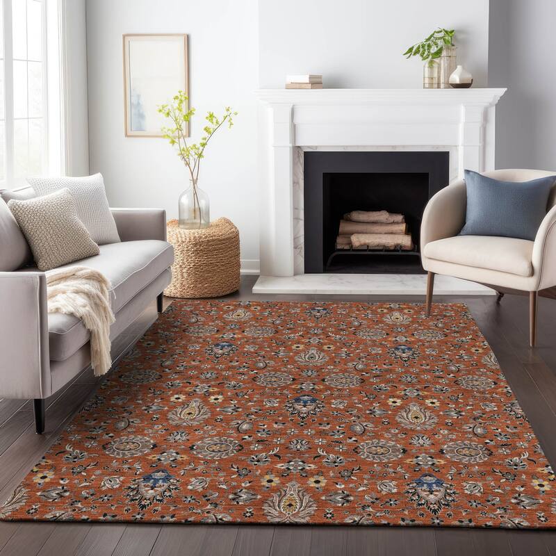 Machine Washable Indoor/Outdoor Traditional Persian Chantille Rug