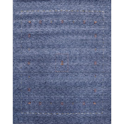 Hand Knotted Oriental 100% Wool Carpet Tribal Animal Pictorial Navy Blue & Blues Gabbeh Area Rug - 6' 0'' X 6' 0''