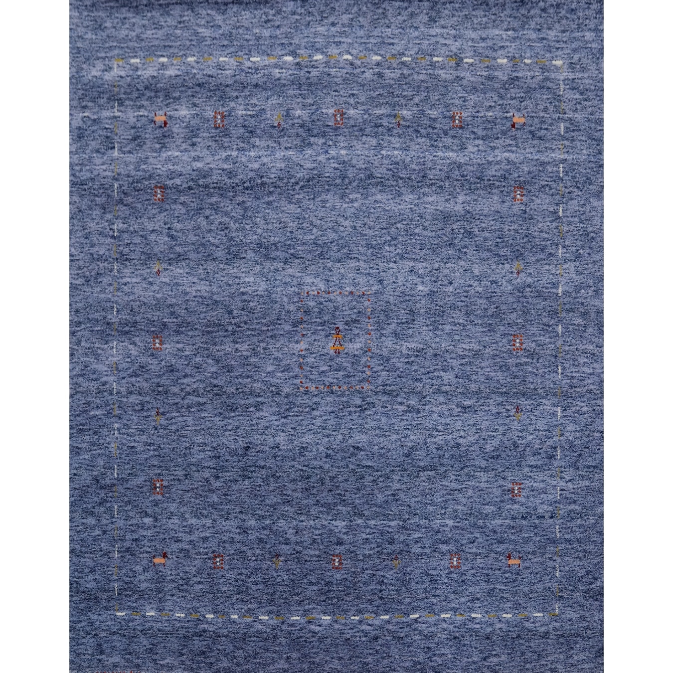 Hand Knotted Oriental 100% Wool Carpet Tribal Animal Pictorial Navy Blue & Blues Gabbeh Area Rug - 6' 0'' X 6' 0''