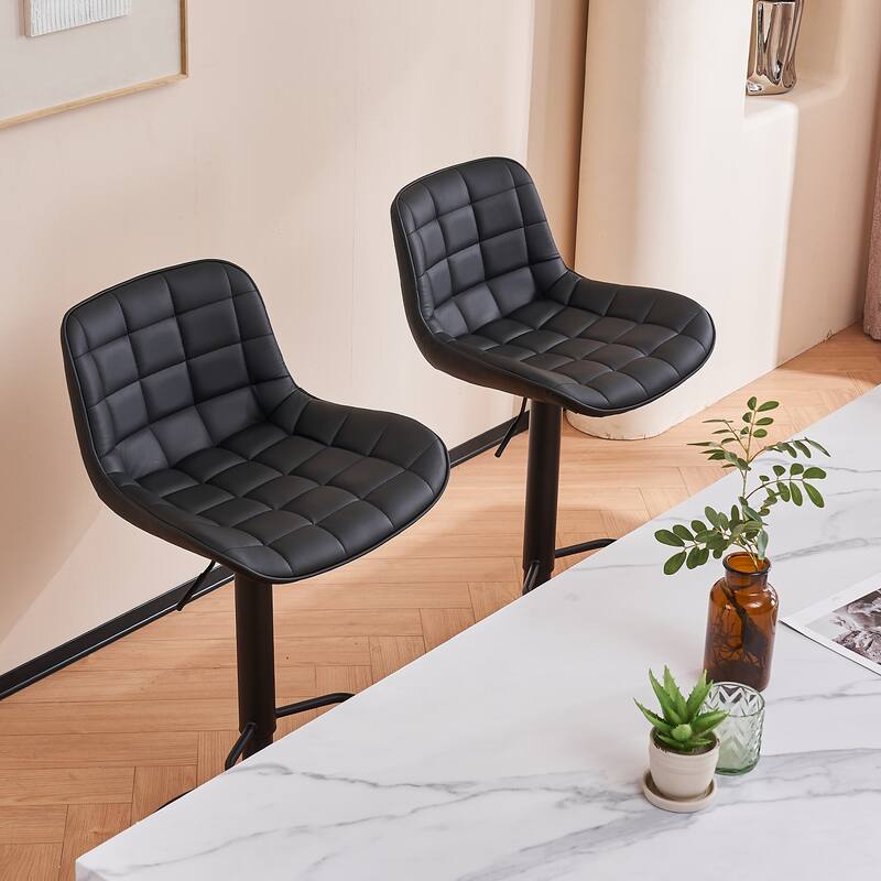 Adjustable Height Bar Stools Set of 2, Faux Leather Barstools for Kitchen Island Counter