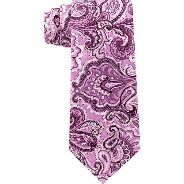 Michael Kors Mens Neck Tie Silk Paisley - Purple Paisley - O/S. Opens flyout.