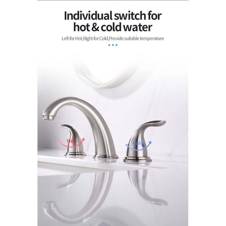Modern 2 Handle Waterfall Bathroom Sink Faucet with Pop Up Drain Assembly and Lead Free Supply Hose, Aerator, Water Saving