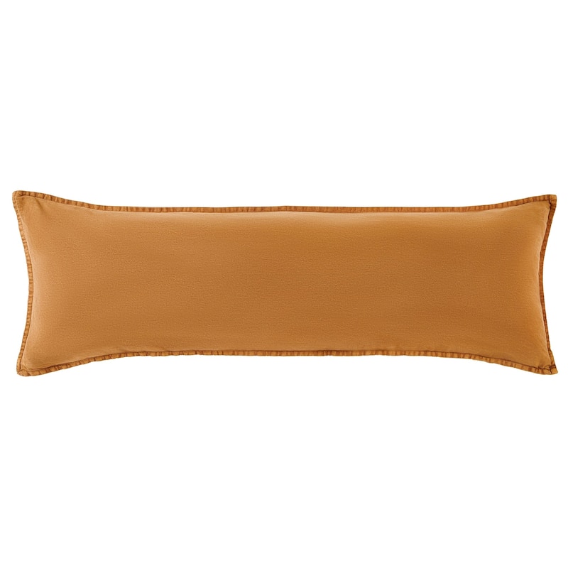 HiEnd Accents Stonewashed Cotton Canvas Rustic Traditional Long Lumbar Pillow, 14"x42" - Terracotta