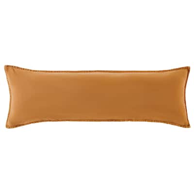 HiEnd Accents Stonewashed Cotton Canvas Rustic Traditional Long Lumbar Pillow, 14"x42"