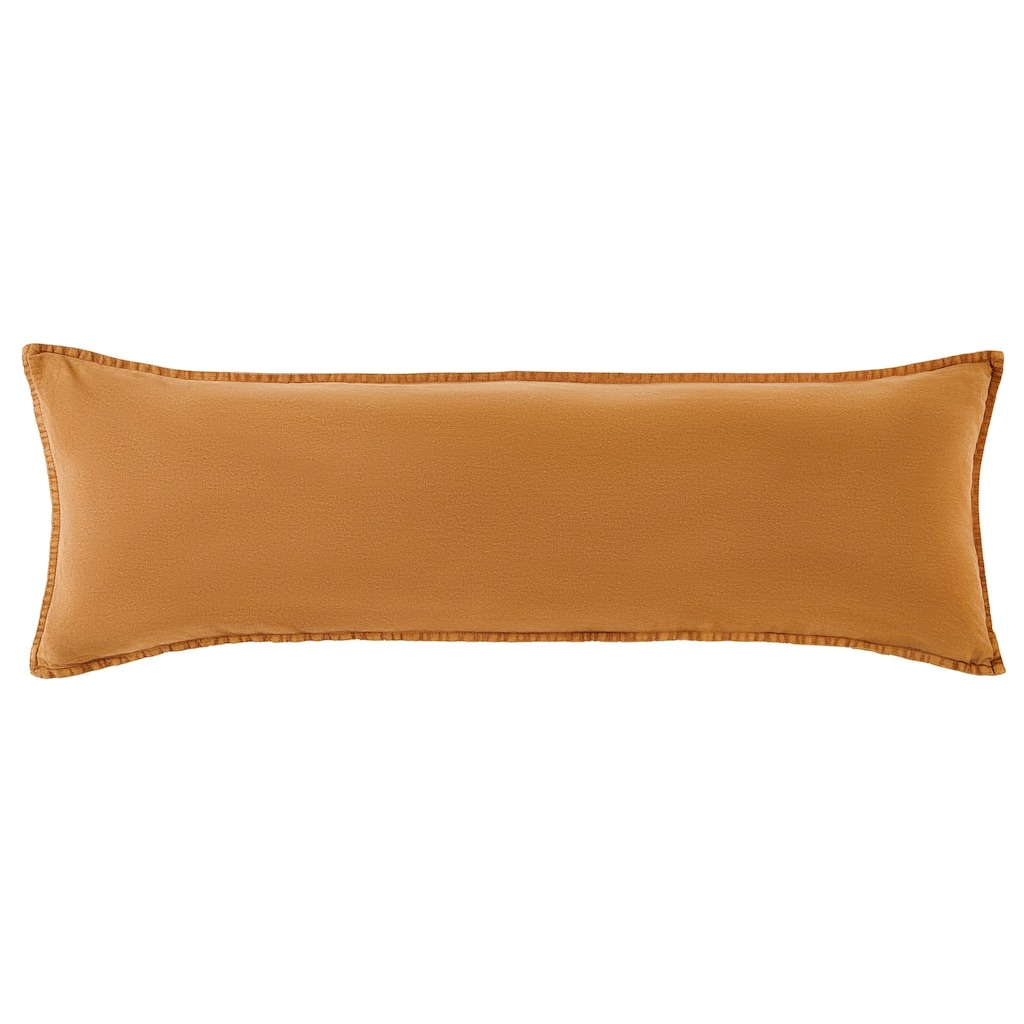 HiEnd Accents Stonewashed Cotton Canvas Rustic Traditional Long Lumbar Pillow, 14"x42"