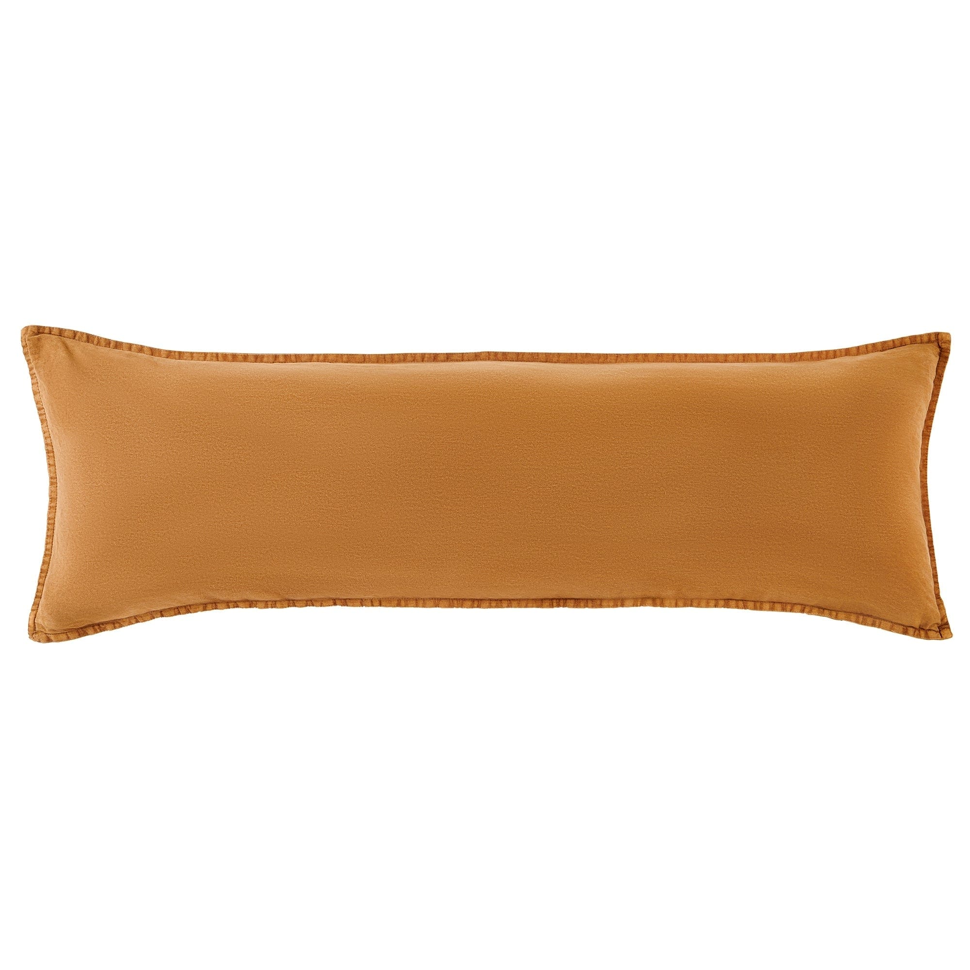HiEnd Accents Stonewashed Cotton Canvas Rustic Traditional Long Lumbar Pillow, 14"x42"