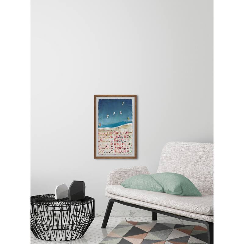 Beach Scene Painting Print - 16x24 Framed Wall Art - Coastal Home Decor - Ready to Hang Artwork