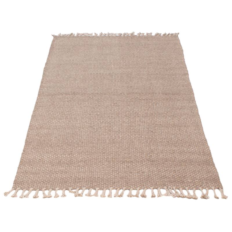 ECARPETGALLERY Braid weave Sienna Taupe Wool Rug - 5'0 x 8'2