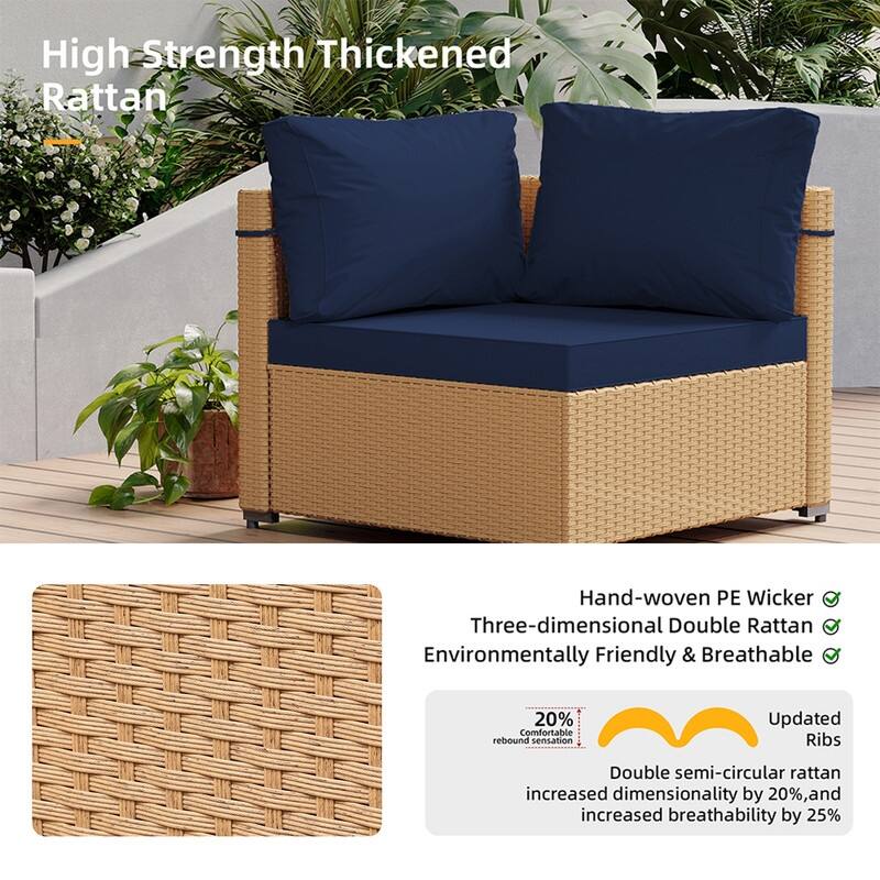 Patio Watcher 5-Pieces Yellow Rattan Conversation Set with Cusions for Outdoors