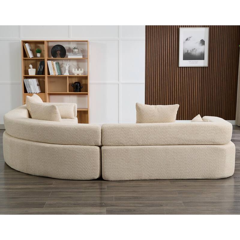 3-Piece Curved Sofa, Oversized Boucle Couch, Flexible for Living Room