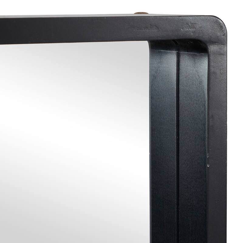Black Wooden Minimalistic Room Wall Mirror