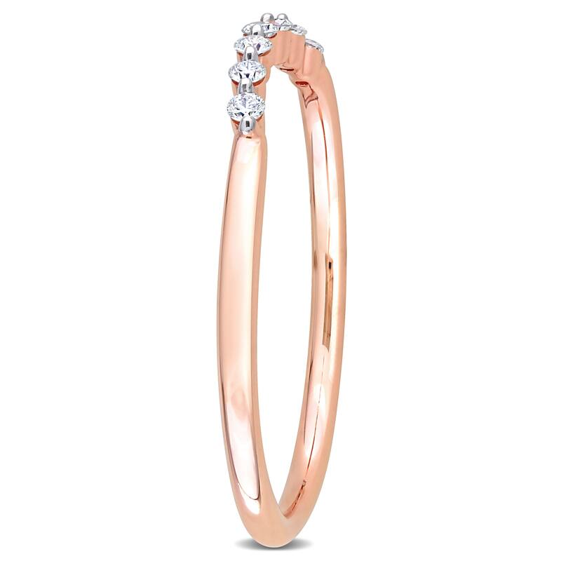 Miadora 14k Rose Gold 1/10ct TDW Diamond Stackable Semi-Eternity Wedding Band Ring