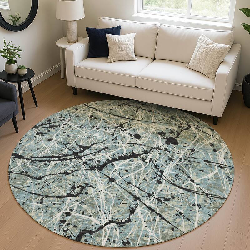 Machine Washable Indoor/ Outdoor Modern Splatter Chantille Rug