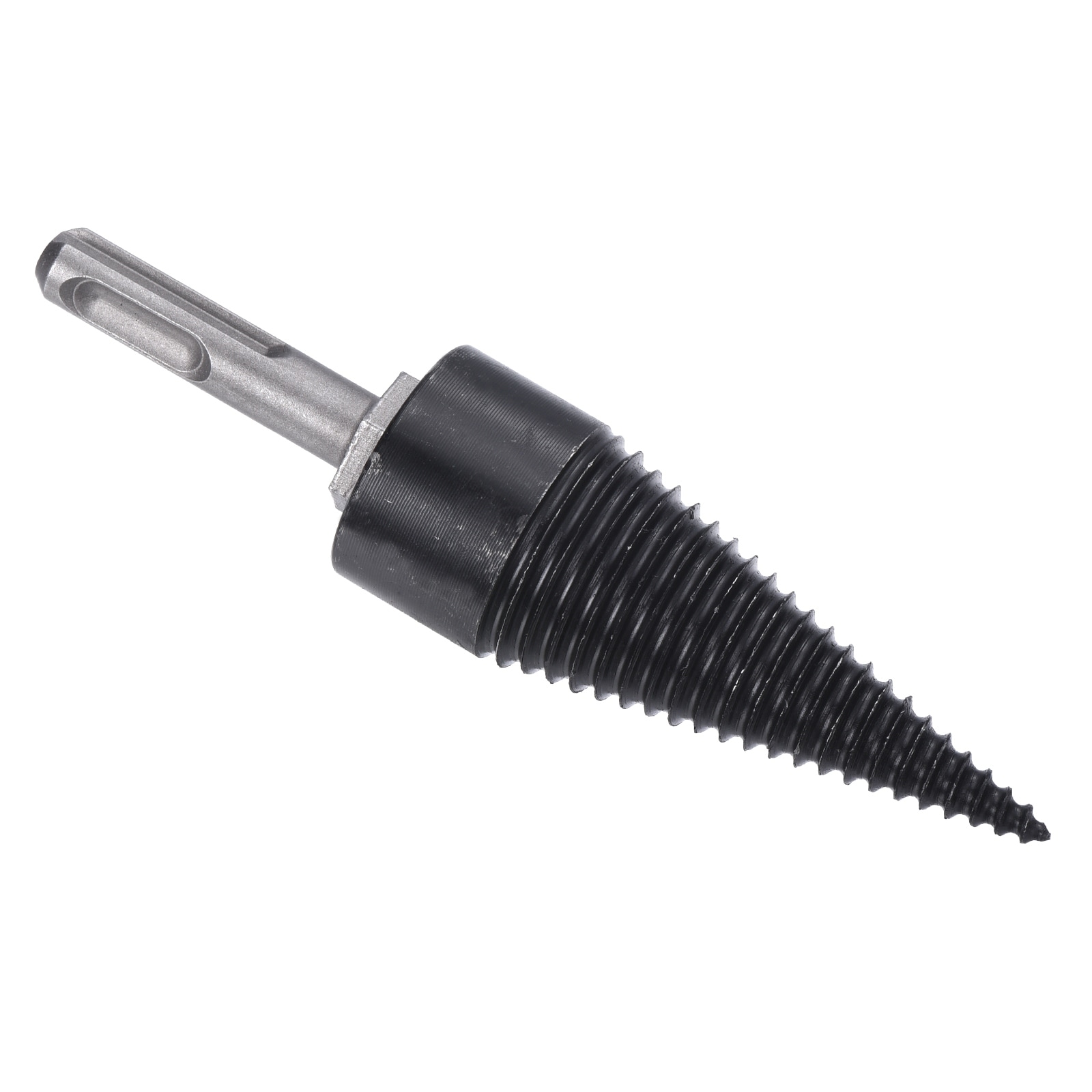 Firewood drill bit outlet with a round shaft