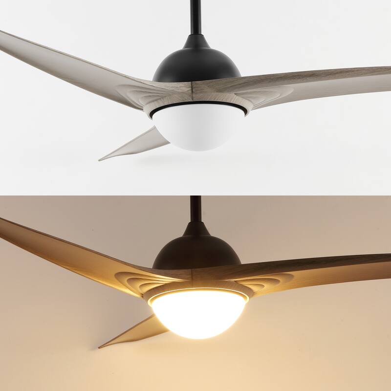 Aviator 52" 1-Light Industrial Iron/Plastic Mobile-App/Remote-Controlled 6-Speed Propeller LED Ceiling Fan, by JONATHAN Y