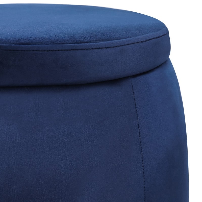 Adeco Velvet Round Storage Ottoman with Removable Lid, Footrest Stool