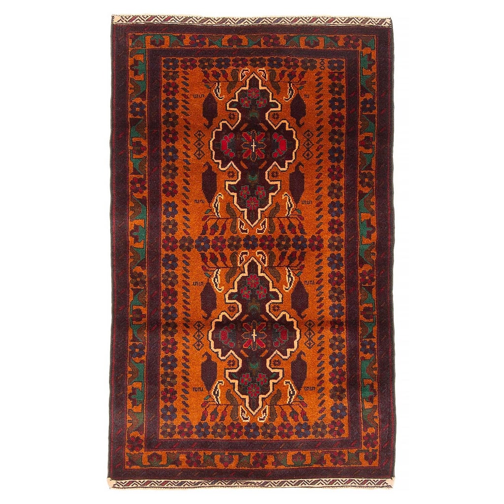 Teimani Burnt Orange Rug 2'6" x 4'6" - 2'6 x 4'6