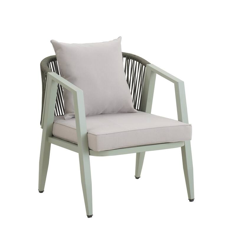 4-Piece Outdoor Patio Set, Iron Conversation Set with Table and Cushions for Garden, Poolside