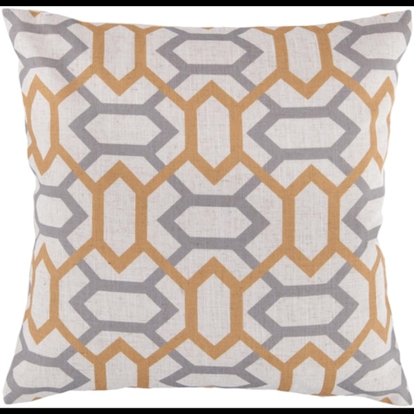 22" Winter Cloud Gray and Dusty Gold Geometric Gems Decorative Throw Pillow - N/A