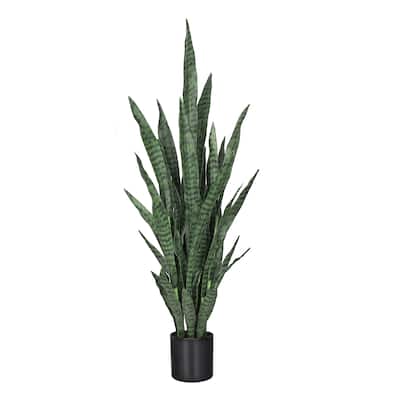 4ft Artificial Sansevieria Snake Plant in Black Pot - 48" H x 15" W x 15" DP