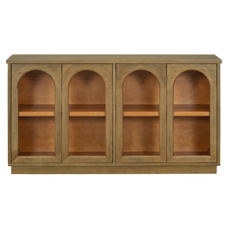 4-Door Arched Glass Buffet Sideboard with Adjustable Shelves by Harper&Bright Designs