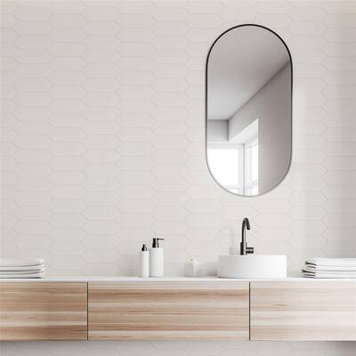 Merola Tile Kite White 4" x 11.75" Porcelain Subway Floor and Wall Tile