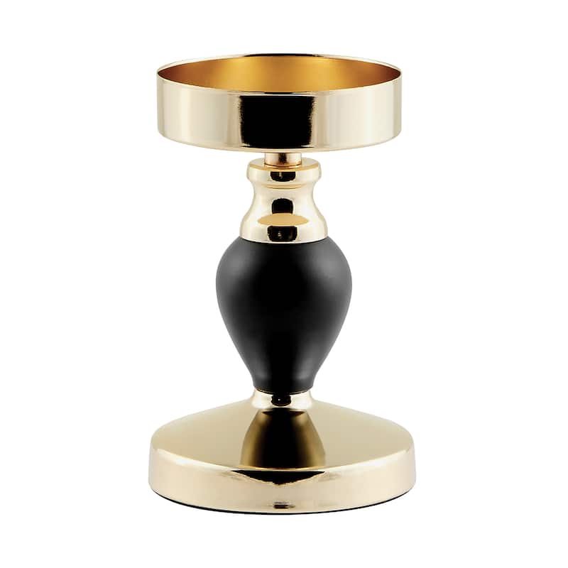 Danya B. Talia Black and Gold Candlestick Taper Candle Holders - Set of 3