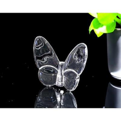 HomeRoots 3" Clear Crystal Butterfly Figurine Tabletop Sculpture