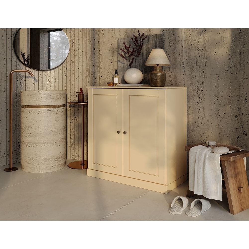 Palace Imports 100% Solid Wood Bathroom Storage Cabinet, Raised Panel Doors, Adjustable Shelves, 32" Wide, 35.75" Tall