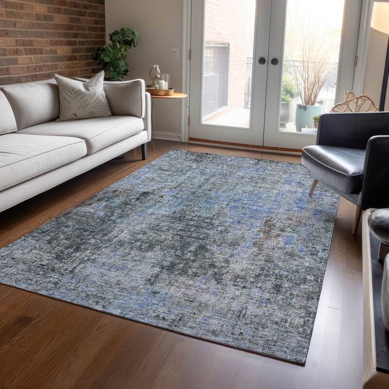 Machine Washable Indoor/ Outdoor Chantille Solid Ombre Rug - Gray - 9' x 12'