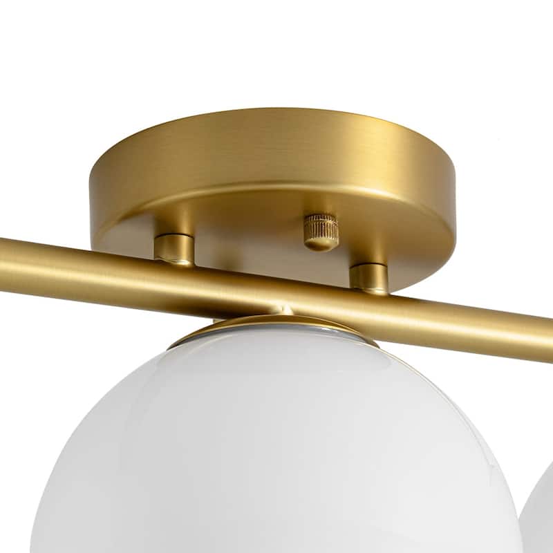 Modern 3-Light Opal Glass Globe Semi Flush Mount Ceiling Light