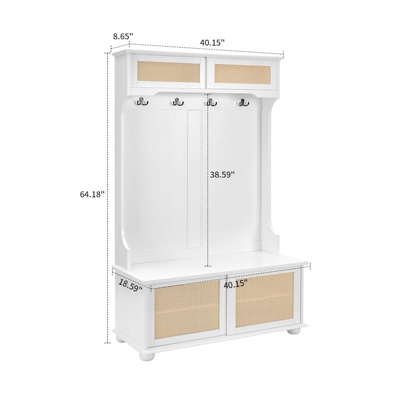 Classic Farmhouse Style Wooden Storage Dresser with Woven Rattan Decorative Cabinet Doors