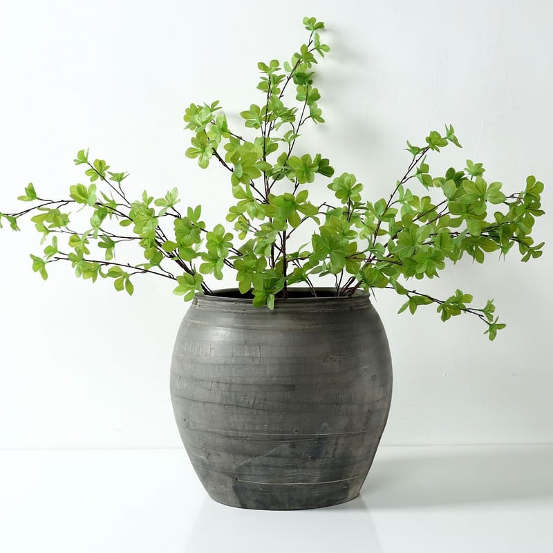 Artissance Large Vintage Charcaol/Gray pottery Jar, 15 Inch Diameter, Gray (Size & Finish Vary) - 15"W x 15"L x 14"H