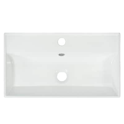 21.6 Inch Bathroom vanity Sink,White Ceramic Basin,1 Faucet Holes