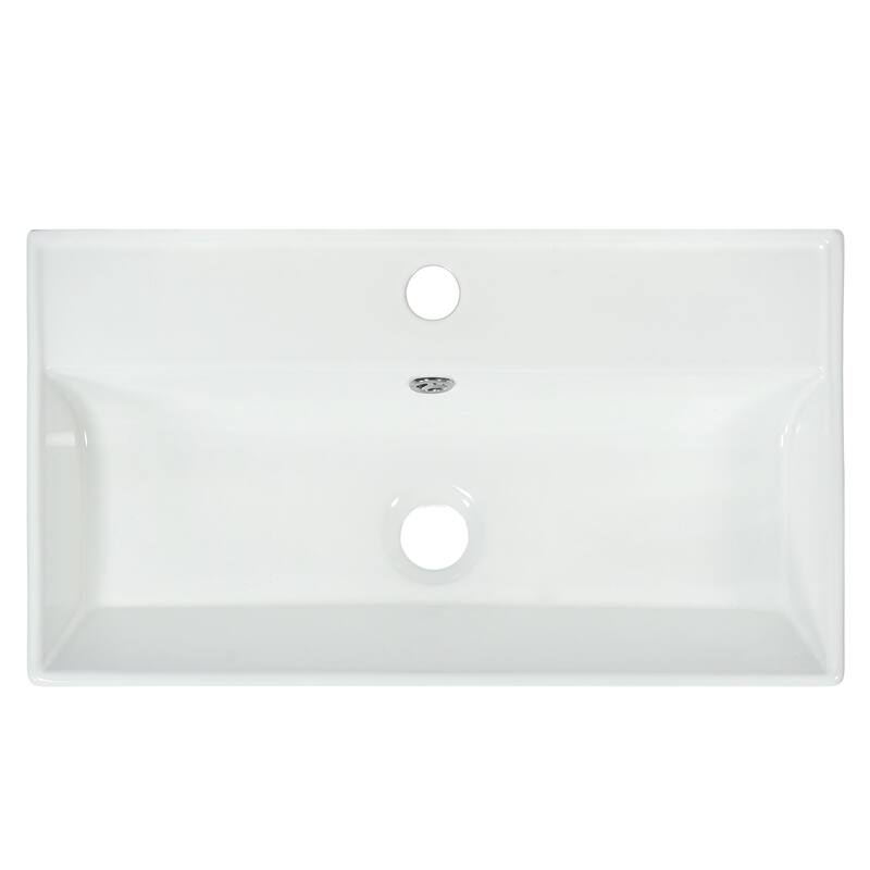 Lordear White MDF Single Sink Freestanding Bathroom Vanity with Ceramic Top Open Side Storage