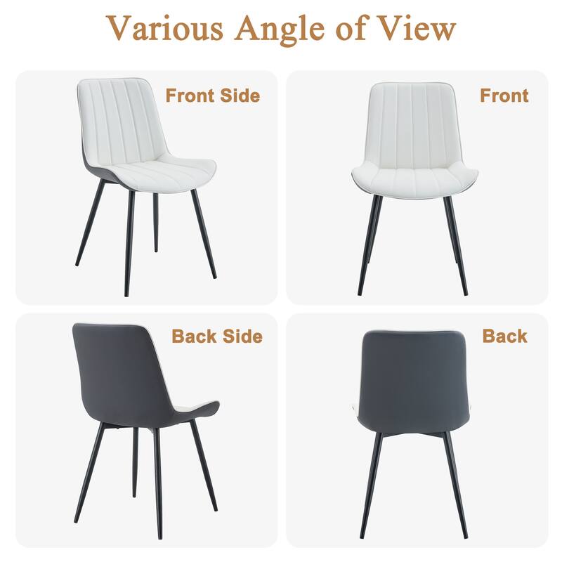 PU Leather Upholstered Solid Back Dining Chair Set of 4
