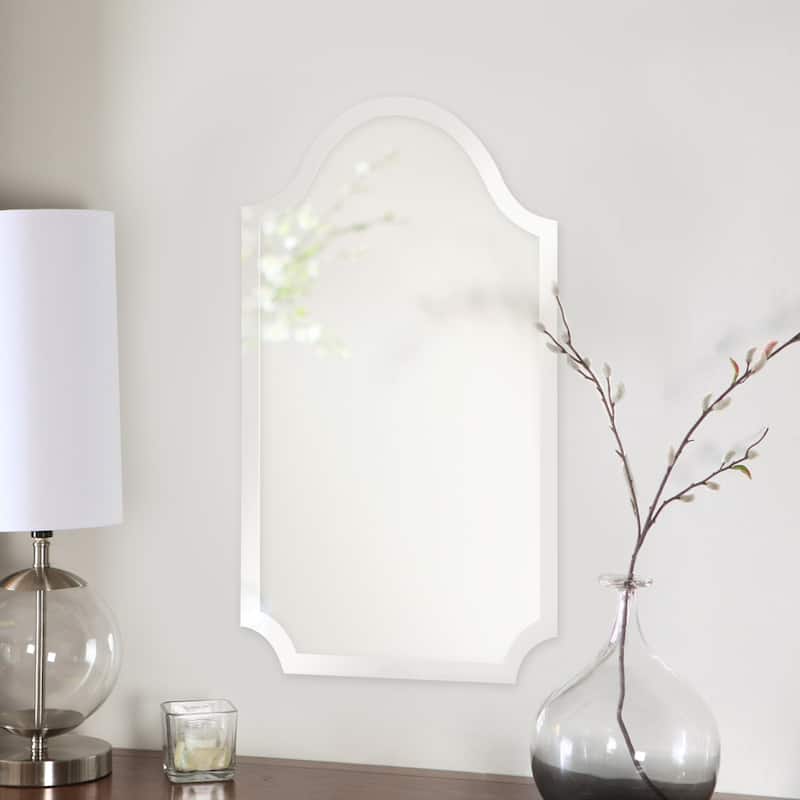 Allan Andrews Tall Arched Scalloped Frameless Wall Mirror - Silver