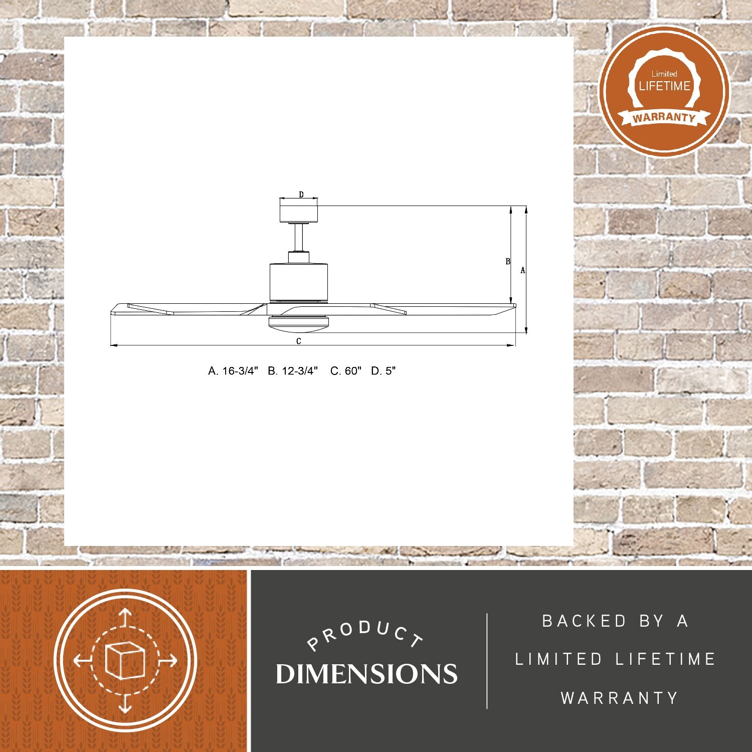 Wedgewood 60 in. Black Indoor Outdoor Ceiling Fan with Dark Elm Blades, Dimmable LED Light Kit and Remote, 6 Speed, DC Motor