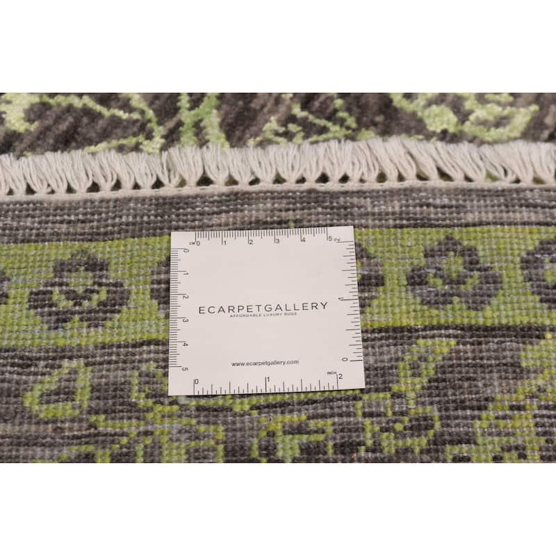 ECARPETGALLERY Hand-knotted Heritage Dark Grey Silk, Wool Rug - 6' x 9'