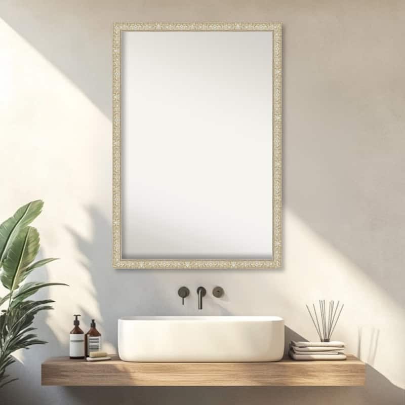Lila Non-Beveled Wood Framed Bathroom Vanity Wall Mirror