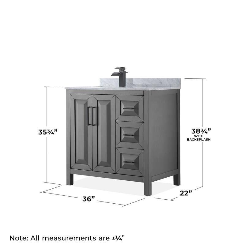 Wyndham Collection Daria 36" Free Standing Single Vanity Set with MDF