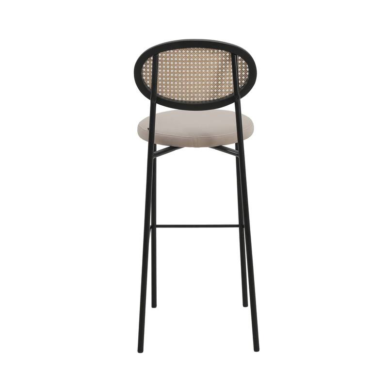 LeisureMod Euston Modern Wicker Bar Stool with Powder Coated Steel Frame - 42"