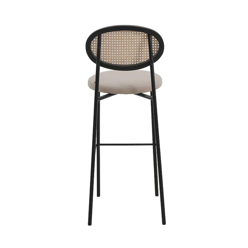LeisureMod Euston Wicker Bar Stool with Powder Coated Steel Frame, Set of 2 - 42"