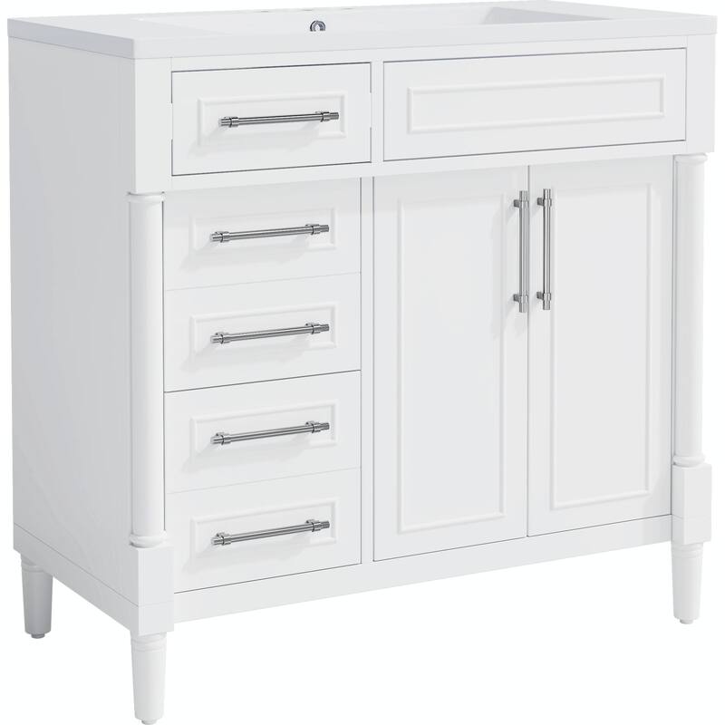 36" Freestanding Bathroom Vanity with Resin Sink and 3 Drawers