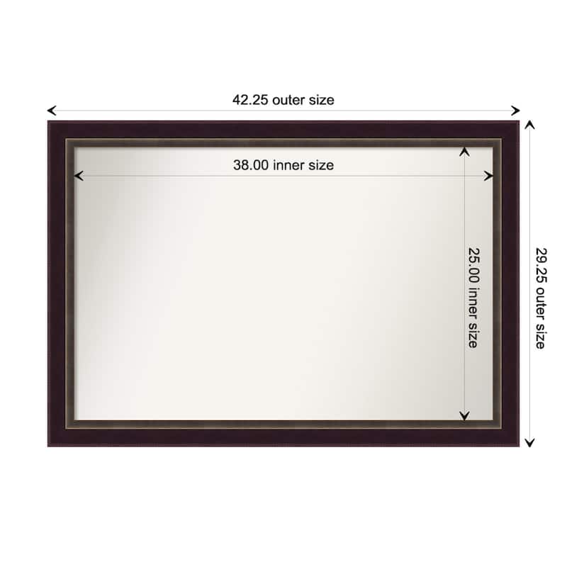 Signore Bronze Framed Non-Beveled Custom Wall Mirror, Bathroom Vanity Mirror - Outer Size: 42.25 x 29.25