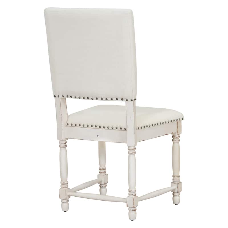 Vintage Traditional 2-Piece Upholstered Dining Chairs - Cream